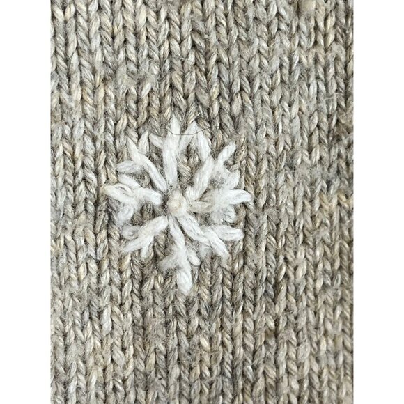 Cardinal Bird Silk Knit Sweater Tan XL Earthy Neutral Festive Embroidery Preppy - Picture 7 of 12